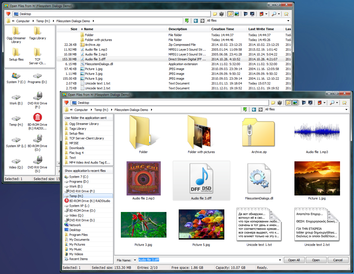 Click to view Filesystem Dialogs Library 2.1.3.5924 screenshot